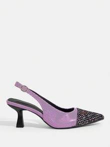 CUCCOO TILAWA Women's Pointed Toe Buckle Design Fashion Daily Wear High Heel Sandals - Purple - View 2