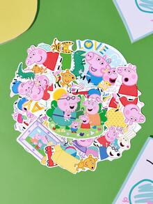 Peppa Pig X SHEIN Cartoon Stickers, Suitable For Water Bottles, Mobile Phones, Protective Cases, Laptops, Skateboards, Refrigerators, Etc., Gifts - multicolor - View 2