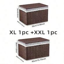 Haus Hana Handwoven Boho Storage Box, Bohemian Decorative Woven Basket With Lid, Foldable Storage Organizer Bin For Living Room Bedroom Closet Shelf, Home Organization & Decor - View 19