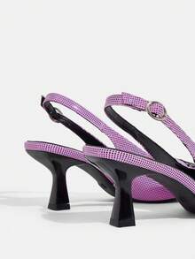 CUCCOO TILAWA Women's Pointed Toe Buckle Design Fashion Daily Wear High Heel Sandals - Purple - View 6