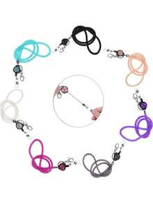1pc Rhinestone Mesh Lanyard With Retractable Buckle Badge Clip Sparkly ID Holder For Work Ffice Events Fashion Accessories - Multicolor - View 8