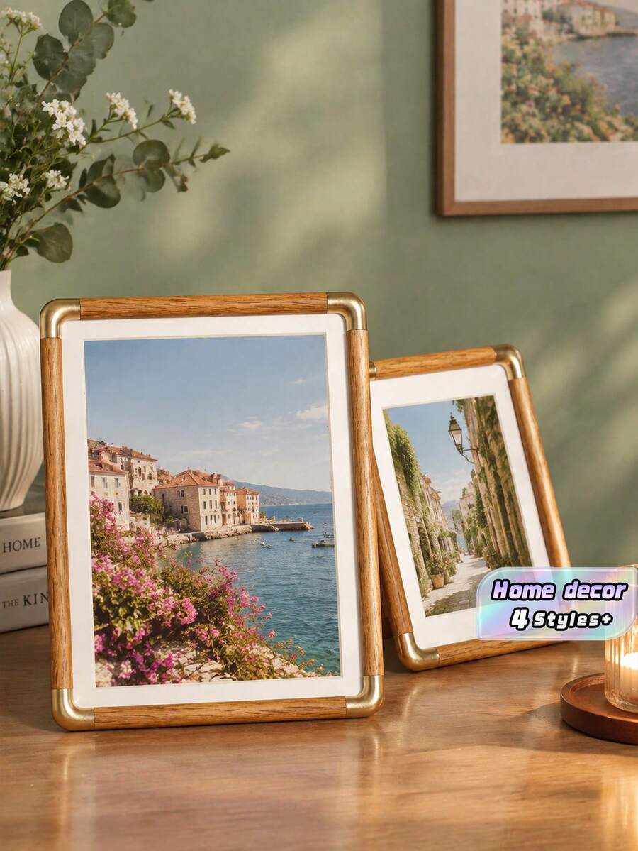 1Pc Plastic Picture-Photo-Frame Vertical-Horizontal Tabletop Display Wall Mount For Home Decor Or Office Desk Family ,Table Decor, Dorm Essentials, Graduation Gift, Wedding Essentials