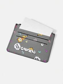 GARFIELD | SHEIN Women's Fashion Grey Cartoon All‑Over Print Zip Card Holder, Number Alarm Clock Cat Print, Gold Zipper Multi‑Slot Card Wallet For Commute And Shopping - Grey - View 4