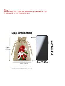 12Pcs Christmas Gnome Drawstring Gift Bags, 10*14cm Linen Santa Gnome Pouches, Reusable Xmas Candy Jewelry Present Sacks With Drawstring For Holiday Gift Giving Party Decor - Multicolor - View 3
