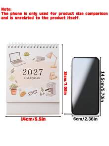 2027 桌曆，可愛辦公文具圖案螺旋式立式日曆，月計畫管理器，居家辦公室學校桌面裝飾 - A - 查看 3