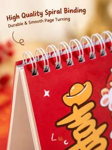 2027 Cute Sheep Chinese New Year Desk Calendar, Red Lucky Style Spiral Standing Calendar, Monthly Planner, Festive Desktop Decor - A - View 5