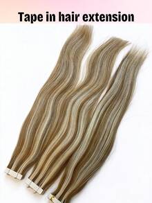 20pcs Real Remy Human Tape-In, Seamless Straight Gradient Blend - Natural Look For All Types, Halloween Party Hairstyle - S8/613 - View 5