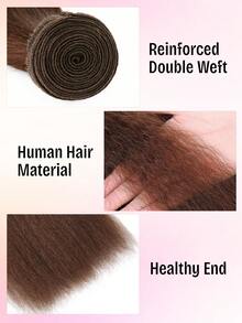 Chocolate Brown Kinky Straight Human Hair Bundles 100% Unprocessed Brazilian Virgin Hair #4 Brown Kinky Straight 1 PC Bundles Human Hair Extensions For Women - S4 - View 8
