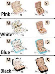 Travel Double-Layer Jewelry Box, PU Leather Jewelry Storage Box, Button Type Jewelry Storage Box, Jewelry Storage Box, Ring Storage Box, Pendant Storage Box, Earring Storage Box, Necklace Storage Box - Multicolor - View 6