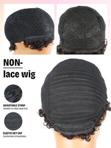 Short Afro Curly Pixie Cut Human Hair Wig Daily Use Wig For Beginner Friendly Wear To Go Natural Black Halloween Thanksgiving Day Christmas For Party - Multicolor - View 11