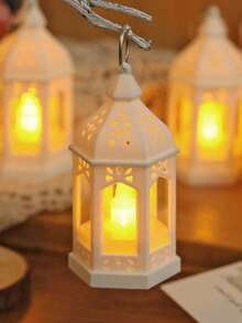 Teckwe 1/3/4/8pcs Home Decor Mini Retro Lantern Night Light With Battery,Christmas Tree Hanging Ornament Lights,Holiday Table Decoration LED Flickering Candle Lantern,Mini White Hanging Lantern With Flickering Led Candle,Christmas Table Decor Small Lantern - White Lantern - View 19