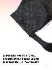 Kinky Straight Wrap Around Ponytail Human Hair Extension Natural Black Color Extensions For Women Daily Use Easy To Wear Human Hair Extensions Clip In Comb Wrap Around Pony Tail Extensions - Natural Black - View 7