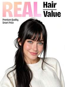Straight Topper Hair With Bangs Human Hair Toppers For Women Clip In Hair Extensions Daily Use Natural Black Halloween Thanksgiving Day Christmas For Party T-Shape O-Shape Natural Black - Natural Black - View 2