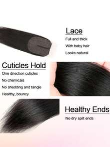 1pc Swiss Transparent Lace T Part 2 X 4 Straight Lace Closure Natural Black Color Human Hair T Part Lace Closure Affordable Pre Plucked Natural Hairline - Natural Black - View 7