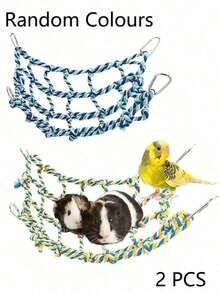 Rope Bridge Bird Ladder Small Animal Habitat, Hamster Cage Accessories Rat Toys Rat Climbing Rope Net Pet Hammock Suitable For Hamsters, Rats, Parrots, Decor And Play, Random Color, Valentine'S Day Gift, Cat/Dog Gift - Multicolor - View 11