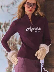 GLOWMODE Après Glow Collection Wool-Blend Fireside Chat Cable-Knit Gloves With Faux Fox Fur Trim Skiing Snowboarding Winter Outdoor - Beige - View 8
