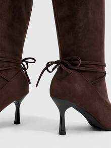 Daringsoles Autumn, Winter And Spring New Long Boots, Thin Heels, Long Boots, Frosted Pointed Knight Boots, Fashion Boots - Rust Brown - View 5