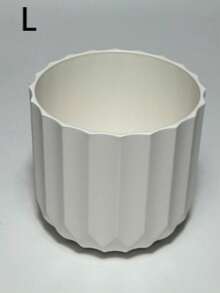 1-Piece Round-Mouthed Vertical-Striped Indoor Tabletop Reinforced Plastic Plant Pot For Houseplants - White - View 6