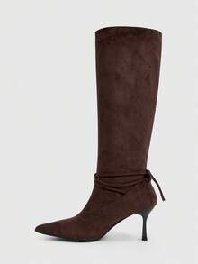 Daringsoles Autumn, Winter And Spring New Long Boots, Thin Heels, Long Boots, Frosted Pointed Knight Boots, Fashion Boots - Rust Brown - View 4