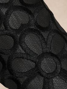 Rosivie The New Women's Popular Simple And Fashionable Splicing Mesh Embroidery Flower Design, One Pedal Square Head Flat Bottom Multi-Color Mary Jane Single - Black - View 6