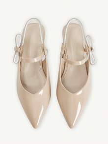 CUCCOO CHICEST Women's Fashion Rhinestone Bow Comfortable Versatile Pointed Flat Shoes Spring - Apricot - View 1
