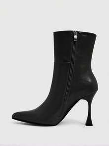Daringsoles 新款女款高跟靴，時尚通勤約會穿搭，適合春、秋、冬季 - 亮黑色 - 查看 4