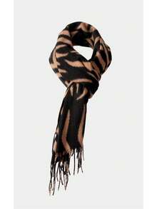 Noxbound A Women's Animal Pattern Zebra Pattern Casual Fashion Elegant Versatile Polyester Printed Scarf Autumn And Winter Daily Use - Black Camel - View 5