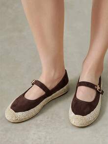 Styleloop Women's Shoes Flat Bottom Round Toe Contrasting Color Buckle Bohemian Style Beach Vacation Shoes - Coffee 2 - View 7