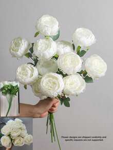 1/5/10/20 Pcs Artificial Peony Flowers, Suitable For Home Decor, Bedroom Decor, Wedding Decoration, Ideal Gift For Girlfriend, Bestie On Holidays And Parties - White - View 8