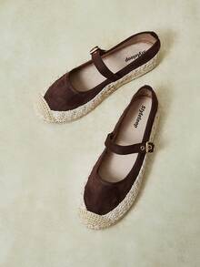 Styleloop Women's Shoes Flat Bottom Round Toe Contrasting Color Buckle Bohemian Style Beach Vacation Shoes - Coffee 2 - View 4