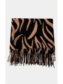 Noxbound A Women's Animal Pattern Zebra Pattern Casual Fashion Elegant Versatile Polyester Printed Scarf Autumn And Winter Daily Use - Black Camel - View 2