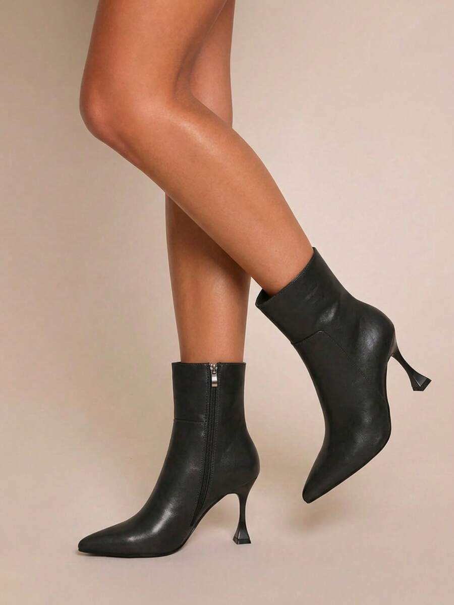 Daringsoles 新款女款高跟靴,時尚通勤約會穿搭,適合春、秋、冬季 - 亮黑色 - 查看 1