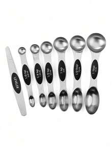 Haus Hana 11pcs Magnetic Suction Cup Measuring Spoon Stainless Steel Baking Tool Scale Measuring Seasoning Storage Spoon - Multicolor - View 16
