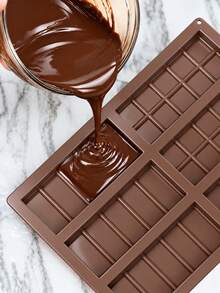 1/2PCS Chocolate Bar Mold, Break Apart Chocolate Candy Mould, Non-Stick Silicone Mold For DIY Chocolate, Candy, Wax Melts. - Chocolate Brown - View 3