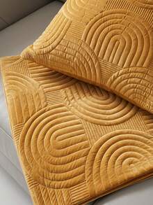 Veyra Day 1pc/2pcs All Season Velvet Quilted Geometric Pillow Covers, Modern Abstract Arch Pattern Cushion Cases For Sofa, Fit For Various Home Styles, No Insert - Buff Yellow - View 7