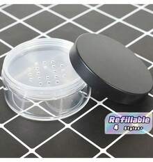 1 Plastic Empty Loose Powder Jar, Makeup Powder Puff Case, Sifter Container, Cosmetic Jar, Portable Loose Powder Case, Refillable Jar - Multicolor - View 1