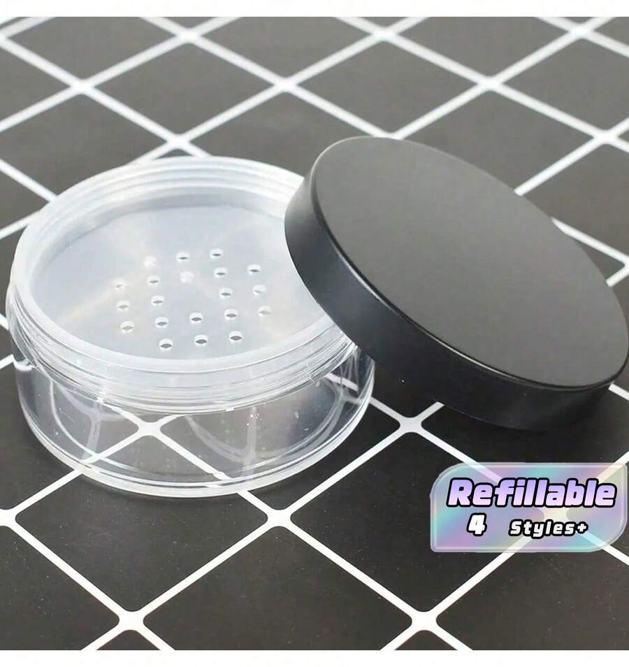 1 Plastic Empty Loose Powder Jar, Makeup Powder Puff Case, Sifter Container, Cosmetic Jar, Portable Loose Powder Case, Refillable Jar - Multicolor - View 1