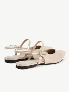 CUCCOO CHICEST Women's Fashion Rhinestone Bow Comfortable Versatile Pointed Flat Shoes Spring - Apricot - View 5