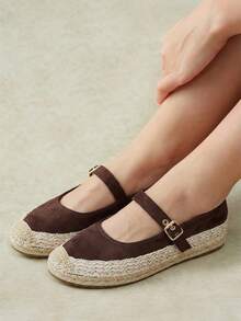 Styleloop Women's Shoes Flat Bottom Round Toe Contrasting Color Buckle Bohemian Style Beach Vacation Shoes - Coffee 2 - View 5