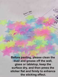 100/200PCS Glow In The Dark 3D Star Stickers, Fluorescent For Walls, Ceiling, Bedroom, Living Room ,Starry Sky, Galaxy Theme, Home Decor, Easy To Apply, Wall Stickers - Multicolor - View 3