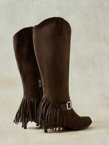 Styleloop Tassel Tall Western Boots Women - Camel - View 6