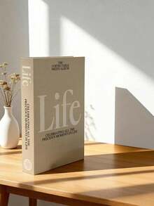 1 SET 2 PIEZAS Caja de Almacenamiento Decorativa con Diseño Hueco y Tapa Abatible para Mesa de Café, Estantería, Repisa, Fotos, Recuerdos, Organizador de Control Remoto, Regalo - Beige-Blanco - Ver 2