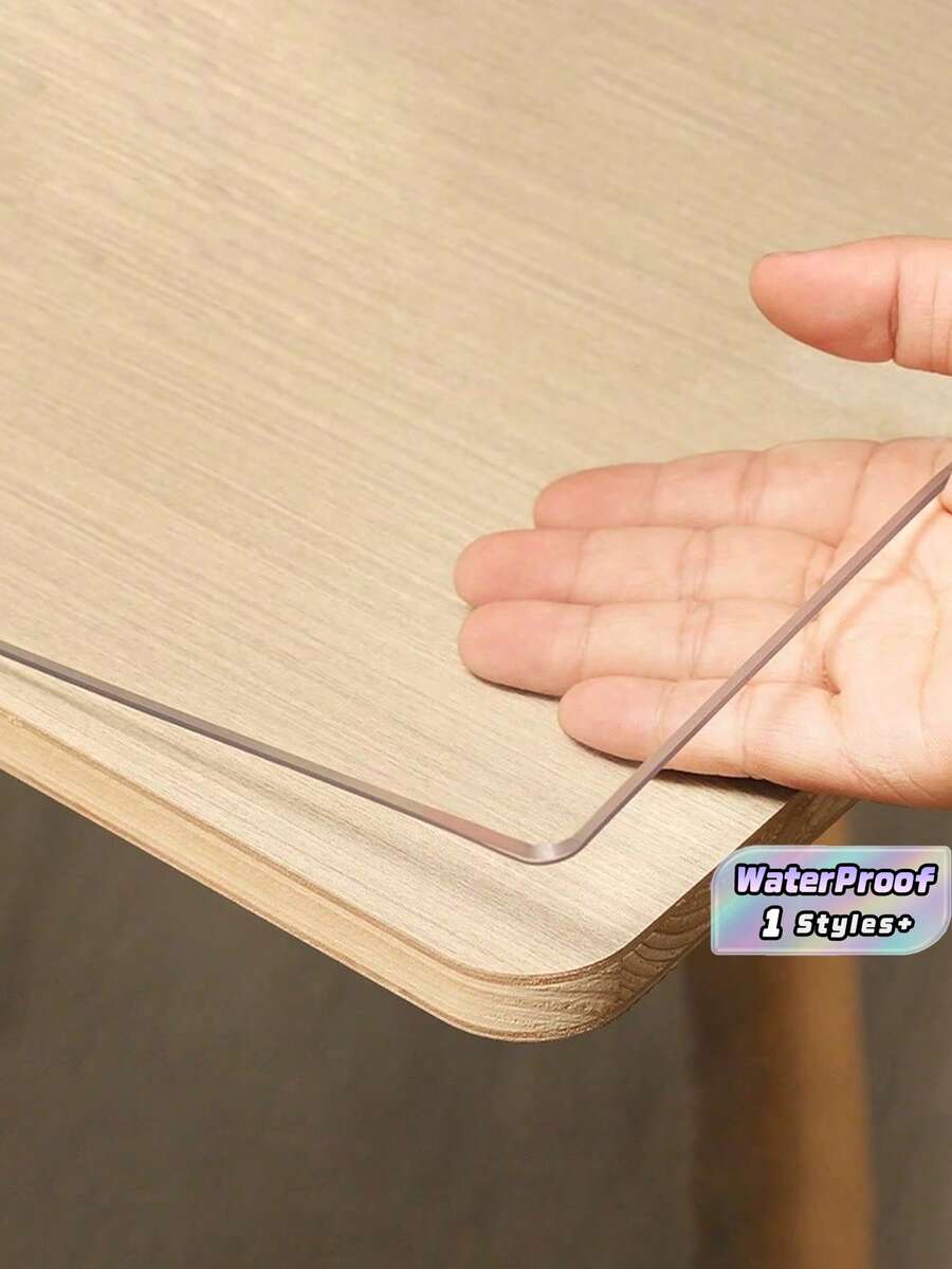 1Pc 0.8mm PVC Clear Table Protector, Premium High-Quality Transparent Plastic Desk Mat, Modern, Clear, Rectangular, Waterproof Heat Resistant Easy Clean, For Excellent Surface Protection, Rectangular Nightstands, Office Desks, Sofa Side Tables, Home.