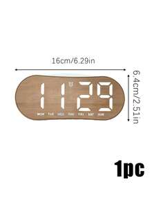 1pc Wood Grain LED Digital Alarm Clock, Oval Curved Bedside Table Clock With Dual Alarms, Week & Time Display, Electronic Desk Clock For Bedroom Home Decor(Batteries Not Included) - multicolor - View 12