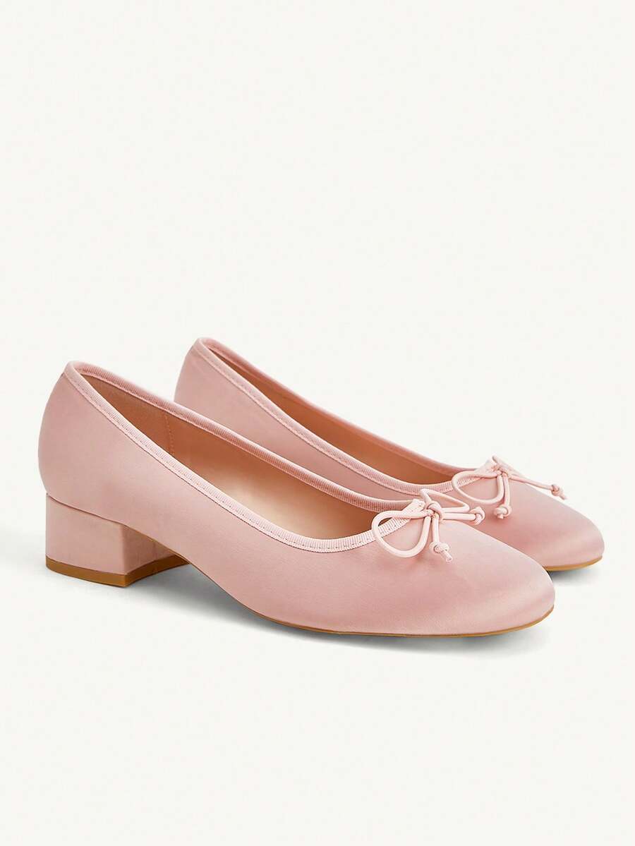 CUCCOO CHICEST Ladies Elegant Elegant Pink Bow Round Toe Thick Heel High Heel Comfortable Shoes Spring And Autumn Shoes - Pink - View 1