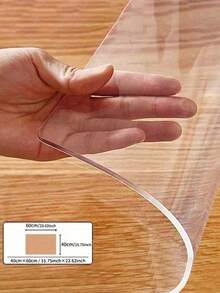 1Pc 0.8mm PVC Clear Table Protector, Premium High-Quality Transparent Plastic Desk Mat, Modern, Clear, Rectangular, Waterproof Heat Resistant Easy Clean, For Excellent Surface Protection, Rectangular Nightstands, Office Desks, Sofa Side Tables, Home. - Transparent - View 12