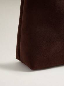Wovira Hand-Woven Detail Shoulder Straps, Minimalist Suede Shoulder Bag, Soft And Lightweight - coffee color - View 5