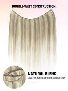 Double Weft Human Hair Extensions, 12-24 Inch Sew In Weft, Blonde Highlighted Platinum, Instant Volume, Seamless Natural Blend, Soft Silky, Halloween Party Looks & Christmas Gifts - S18A/613 - View 7