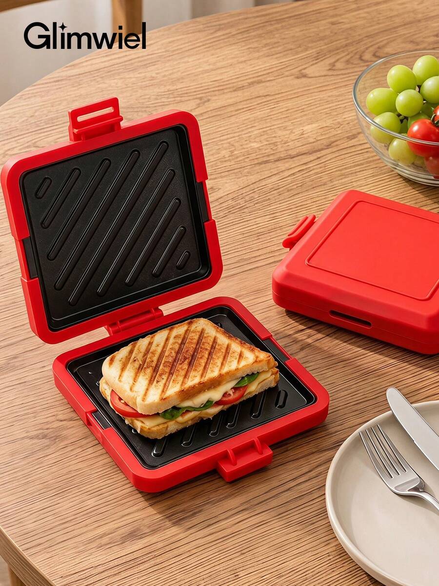 1pc Double-Sided Microwave Sandwich Grill, No Electricity Required, Suitable For Home, Office, And Outdoor Use. Microwave Sandwich Toaster, Compact Design, Heat-Resistant - Multicolor - View 1