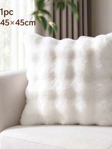 Cirelle 1pc Soft Plush Throw Pillow Cover, Luxury Faux Rabbit Fur Square Cushion Case, Decorative Fluffy Pillowcase For Sofa Couch Bedroom Home Decor, Solid Color, No Pillow Insert - White - View 11